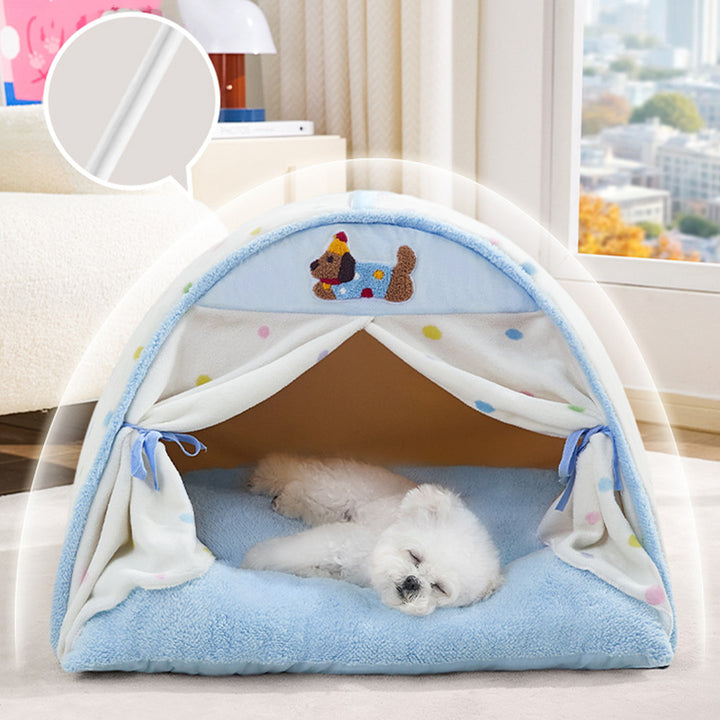 Contemporary Creative Crystal Velvet Cotton Velvet Arched Cat Bed Semi-Enclosed Pet House For Living Room &amp; Bedroom