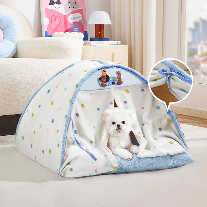 Contemporary Creative Crystal Velvet Cotton Velvet Arched Cat Bed Semi-Enclosed Pet House For Living Room &amp; Bedroom
