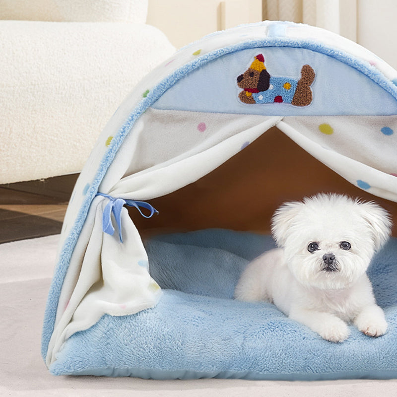 Contemporary Creative Crystal Velvet Cotton Velvet Arched Cat Bed Semi-Enclosed Pet House For Living Room &amp; Bedroom