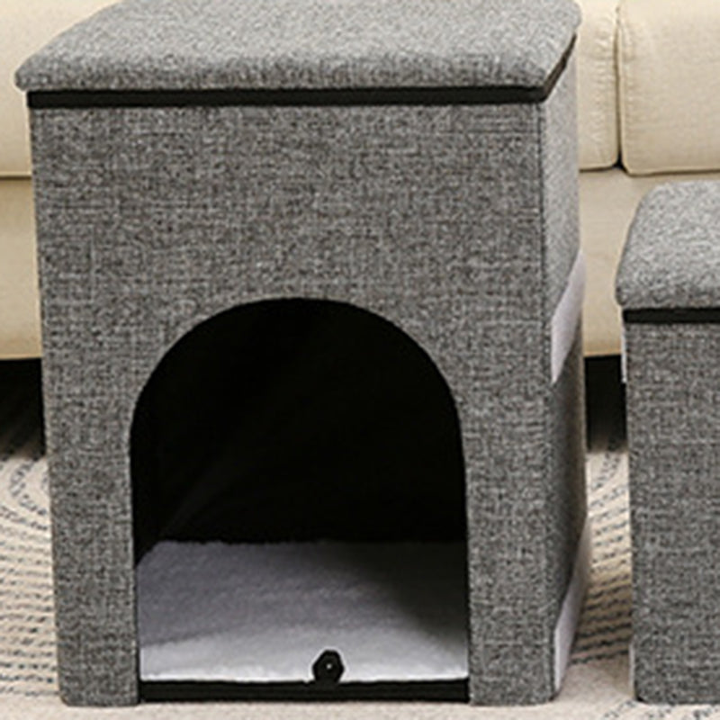 Modern Minimalist Linen Oxford Fabric Lamb Fleece MDF Rectangular Foldable Removable Dog Bed Pet Stair &amp; Storage For Living Room &amp; Bedroom