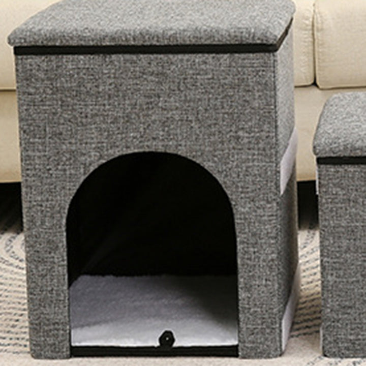 Modern Minimalist Linen Oxford Fabric Lamb Fleece MDF Rectangular Foldable Removable Dog Bed Pet Stair &amp; Storage For Living Room &amp; Bedroom