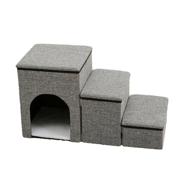 Modern Minimalist Linen Oxford Fabric Lamb Fleece MDF Rectangular Foldable Removable Dog Bed Pet Stair &amp; Storage For Living Room &amp; Bedroom