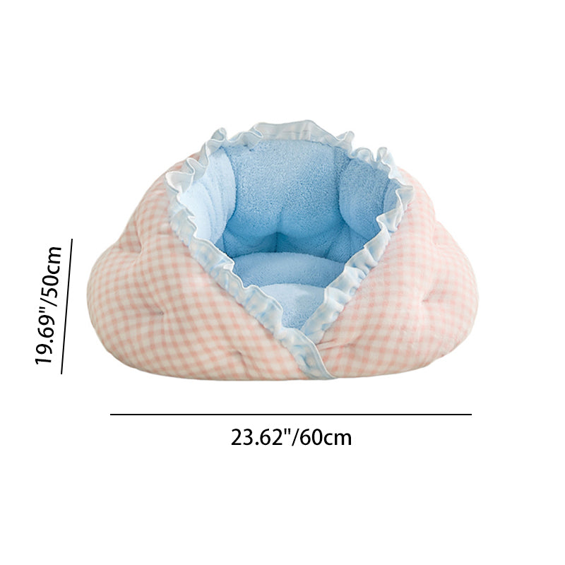 Cama ovalada contemporánea y creativa para gatos, de terciopelo lechoso, felpa suave de algodón y relleno de algodón PP, para sala de estar y dormitorio 