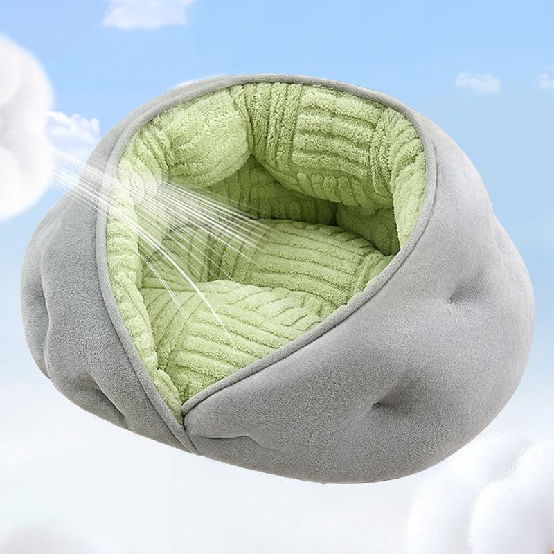 Cama ovalada contemporánea y creativa para gatos, de terciopelo lechoso, felpa suave de algodón y relleno de algodón PP, para sala de estar y dormitorio 