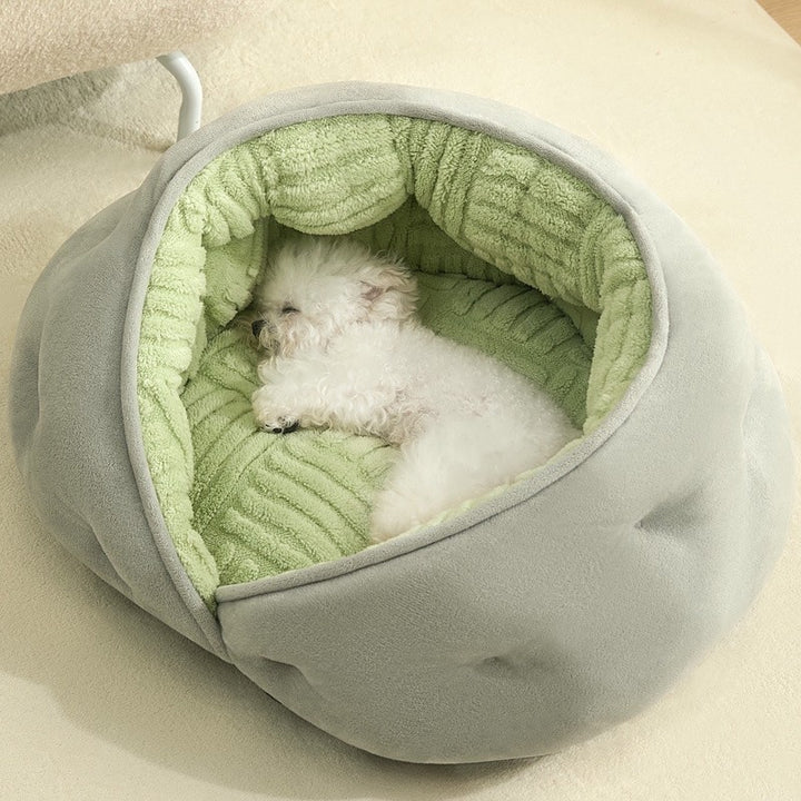 Cama ovalada contemporánea y creativa para gatos, de terciopelo lechoso, felpa suave de algodón y relleno de algodón PP, para sala de estar y dormitorio 
