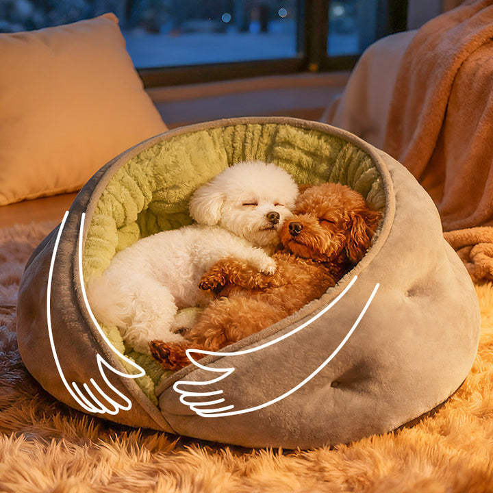 Cama ovalada contemporánea y creativa para gatos, de terciopelo lechoso, felpa suave de algodón y relleno de algodón PP, para sala de estar y dormitorio 