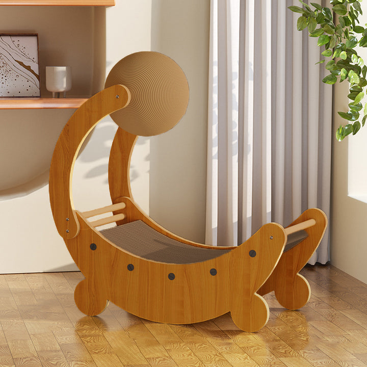 Contemporary Creative MDF Corrugated Paper Moon-shaped Cat Scratching Board For Living Room