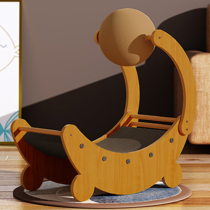 Contemporary Creative MDF Corrugated Paper Moon-shaped Cat Scratching Board For Living Room