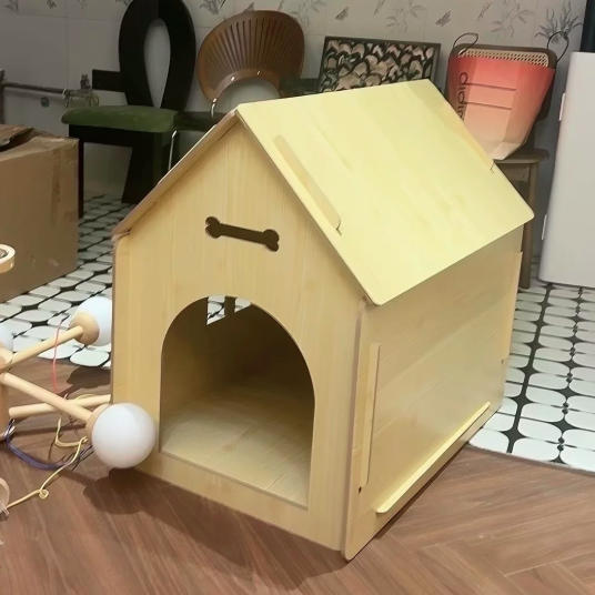 Modern Minimalist MDF House-shaped Dog Bed For Living Room &amp; Bedroom