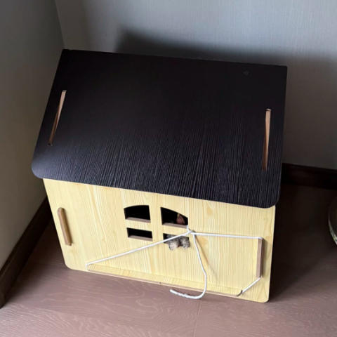 Modern Minimalist MDF House-shaped Dog Bed For Living Room &amp; Bedroom