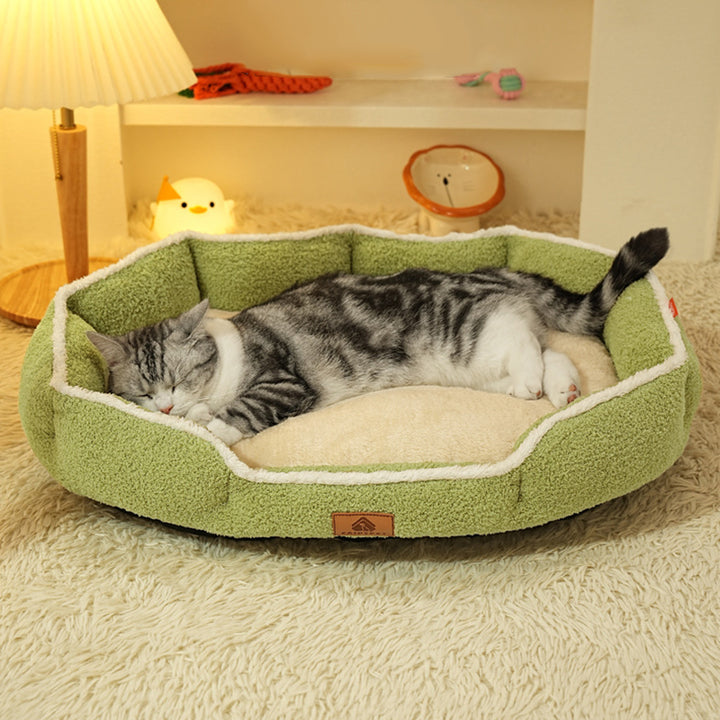 Modern Minimalist Polar Fleece Cloud Fleece PP Cotton Oval Dog Bed For Living Room &amp; Bedroom