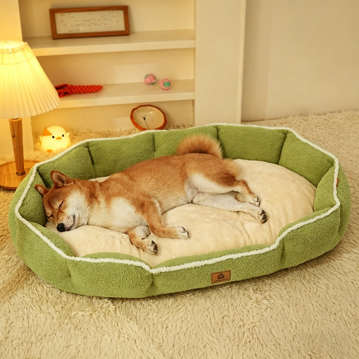 Modern Minimalist Polar Fleece Cloud Fleece PP Cotton Oval Dog Bed For Living Room &amp; Bedroom