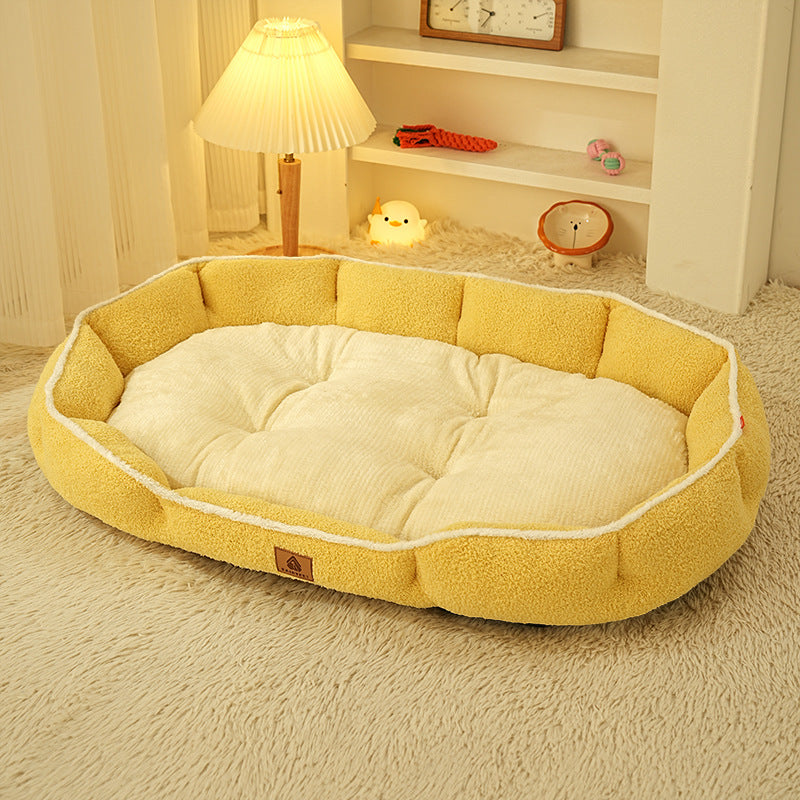 Modern Minimalist Polar Fleece Cloud Fleece PP Cotton Oval Dog Bed For Living Room &amp; Bedroom