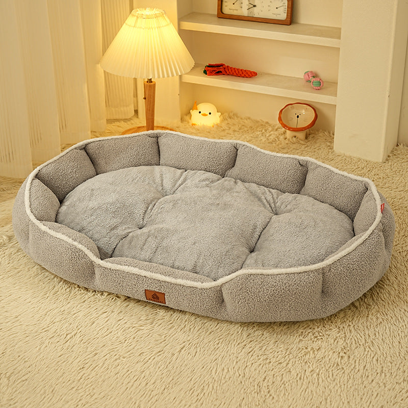 Modern Minimalist Polar Fleece Cloud Fleece PP Cotton Oval Dog Bed For Living Room &amp; Bedroom