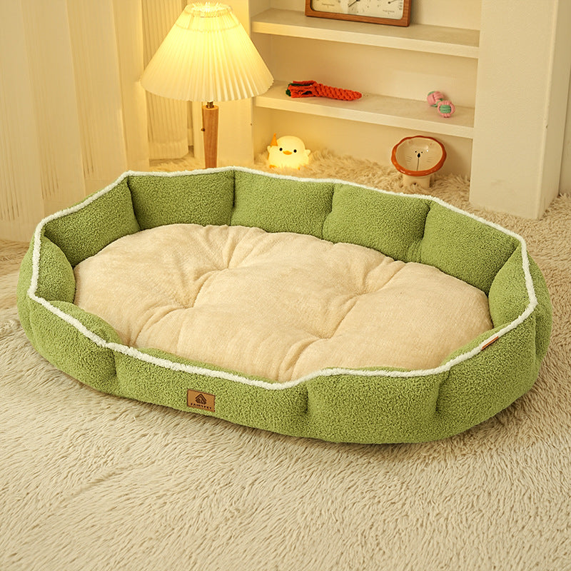 Modern Minimalist Polar Fleece Cloud Fleece PP Cotton Oval Dog Bed For Living Room &amp; Bedroom
