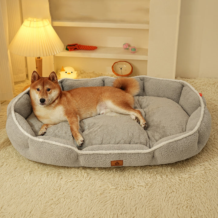 Modern Minimalist Polar Fleece Cloud Fleece PP Cotton Oval Dog Bed For Living Room &amp; Bedroom