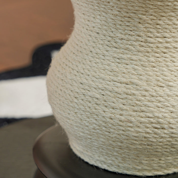 Modern Minimalist Cylindrical Wavy-Patterned Hemp Rope Bamboo Mat Velvet Medium Density Fiberboard Foam Plastic Cat Tree &amp; Condo 1-Scratching Post For Living Room