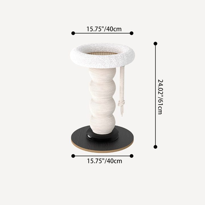 Modern Minimalist Cylindrical Wavy-Patterned Hemp Rope Bamboo Mat Velvet Medium Density Fiberboard Foam Plastic Cat Tree &amp; Condo 1-Scratching Post For Living Room