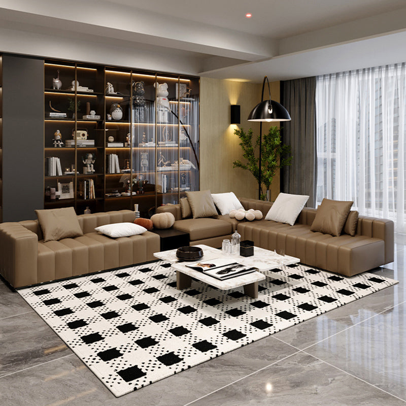 Modern Minimalist Rectangular Polypropylene Dotted Plastic Cotton Linen Non-Slip Printed Rug For Living Room