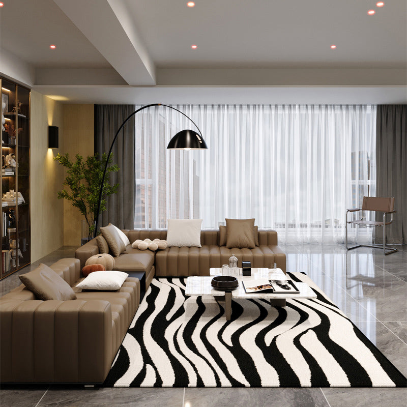 Modern Minimalist Rectangular Polypropylene Dotted Plastic Cotton Linen Non-Slip Printed Rug For Living Room