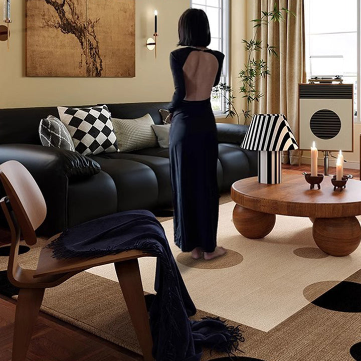سجادة مستطيلة عصرية إبداعية من البوليستر المخملي المطاطي غير القابل للانزلاق والمطبوعة لغرفة المعيشة 