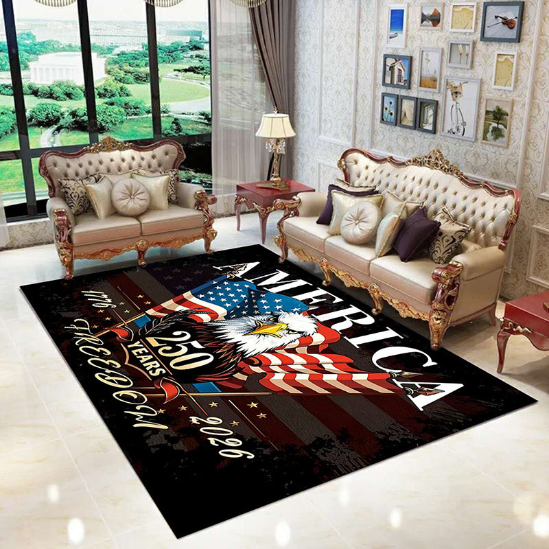Contemporary Creative Rectangular Simulated Cashmere Cotton Linen Non-Slip Printed Rug For Living Room