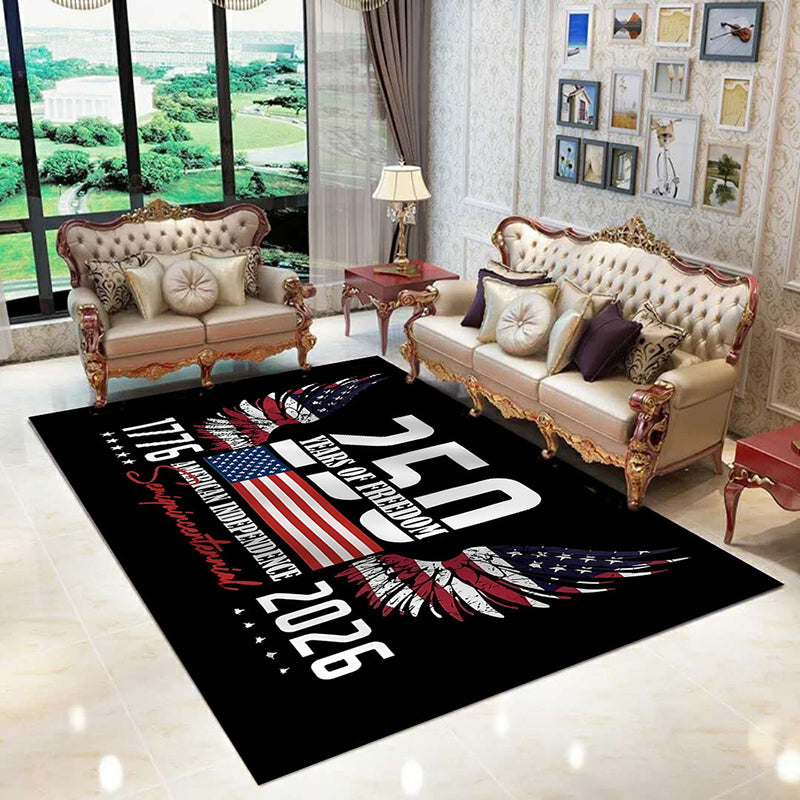Contemporary Creative Rectangular Simulated Cashmere Cotton Linen Non-Slip Printed Rug For Living Room