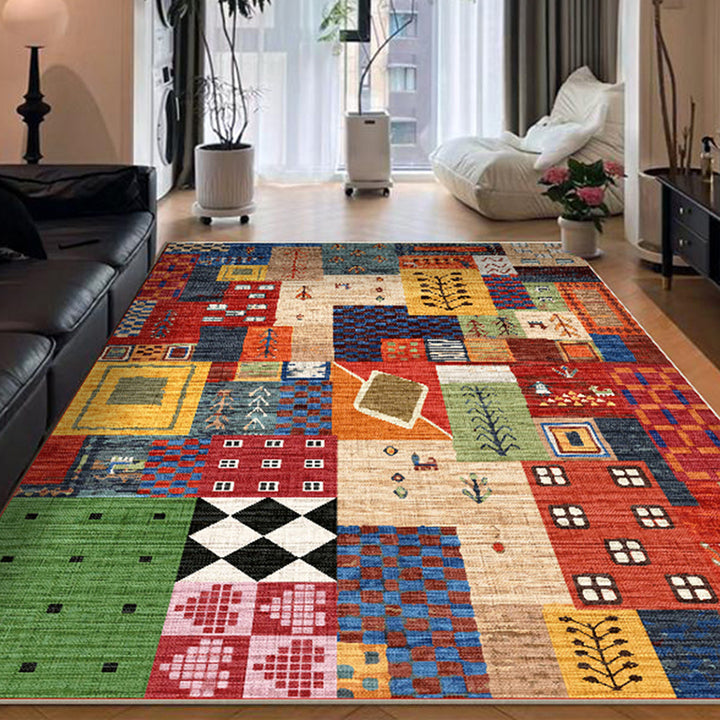 Tapis antidérapant rectangulaire en polyester TPR caoutchouc style Art déco moderne pour salon 