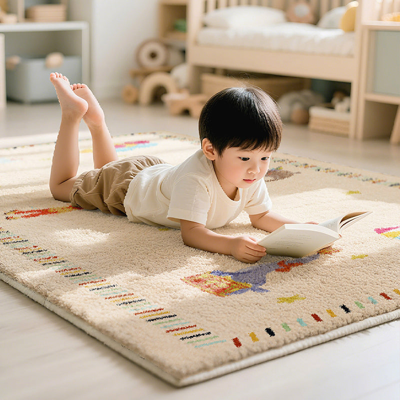 Tapis rectangulaire contemporain créatif en fausse cachemire à pois, en plastique et coton antidérapant pour enfants, pour salon 