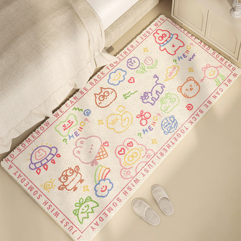 Tapis rectangulaire contemporain créatif en fausse cachemire à pois, en plastique et coton antidérapant pour enfants, pour salon 