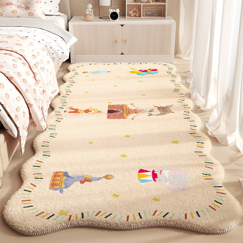 Tapis rectangulaire contemporain créatif en fausse cachemire à pois, en plastique et coton antidérapant pour enfants, pour salon 