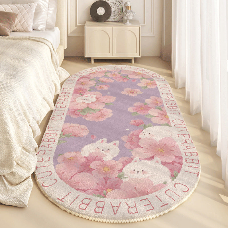 Tapis rectangulaire contemporain créatif en fausse cachemire à pois, en plastique et coton antidérapant pour enfants, pour salon 