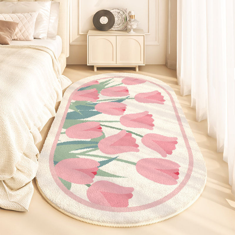 Tapis rectangulaire contemporain créatif en fausse cachemire à pois, en plastique et coton antidérapant pour enfants, pour salon 
