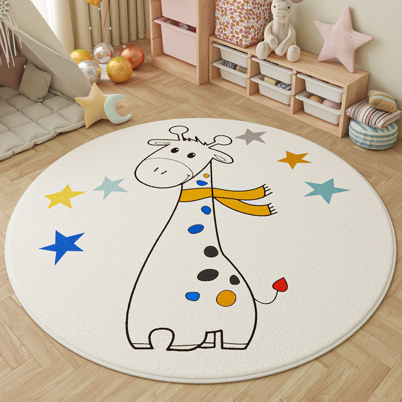 Tapis pour enfants contemporain rond créatif à pois en fausse cachemire, plastique et polyester antidérapant pour salon 
