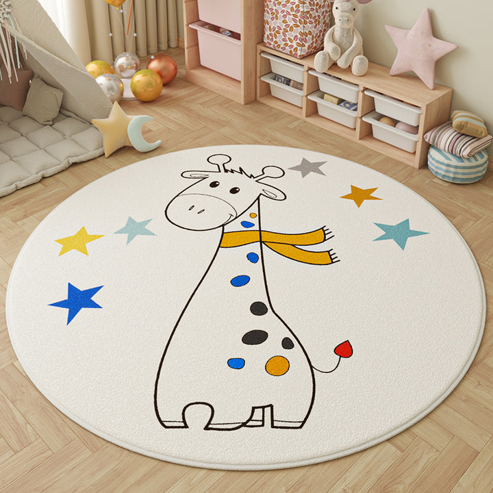 Tapis pour enfants contemporain rond créatif à pois en fausse cachemire, plastique et polyester antidérapant pour salon 