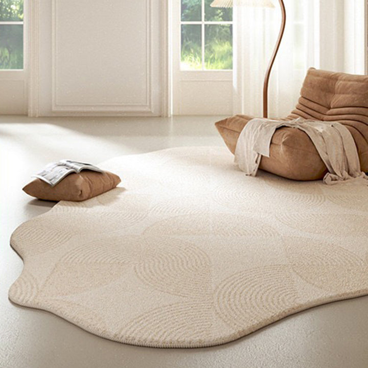 Tapis antidérapant en polyester ovale scandinave contemporain à pois en plastique pour salon 
