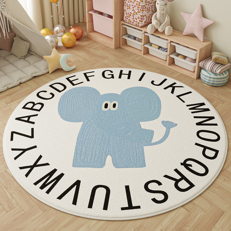 Tapis pour enfants contemporain rond créatif à pois en fausse cachemire, plastique et polyester antidérapant pour salon 