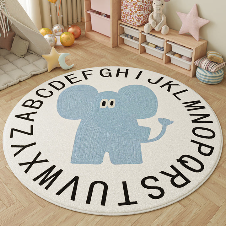 Tapis pour enfants contemporain rond créatif à pois en fausse cachemire, plastique et polyester antidérapant pour salon 