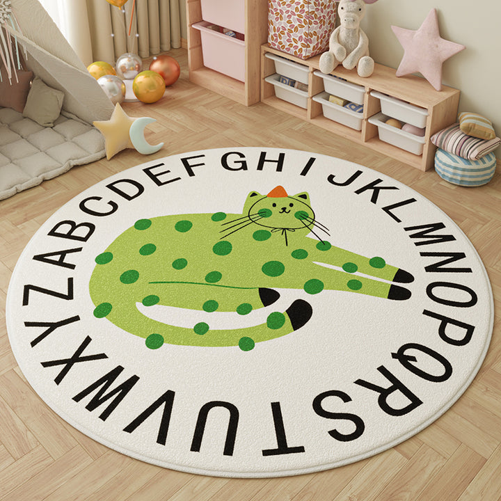 Tapis pour enfants contemporain rond créatif à pois en fausse cachemire, plastique et polyester antidérapant pour salon 