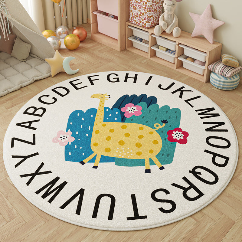 Tapis pour enfants contemporain rond créatif à pois en fausse cachemire, plastique et polyester antidérapant pour salon 