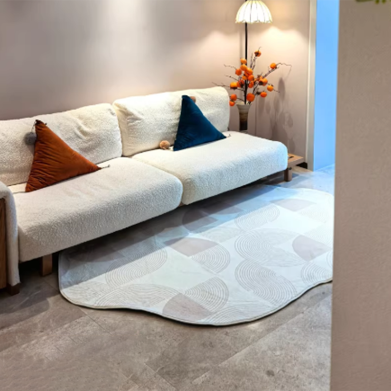 Tapis antidérapant en polyester ovale scandinave contemporain à pois en plastique pour salon 