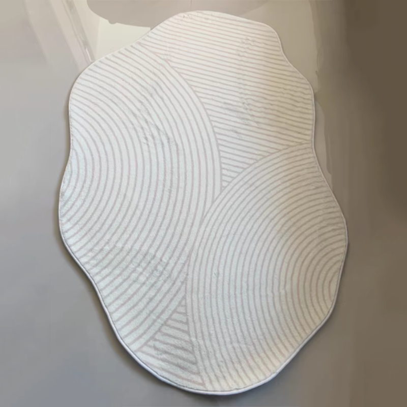 Tapis antidérapant en polyester ovale scandinave contemporain à pois en plastique pour salon 