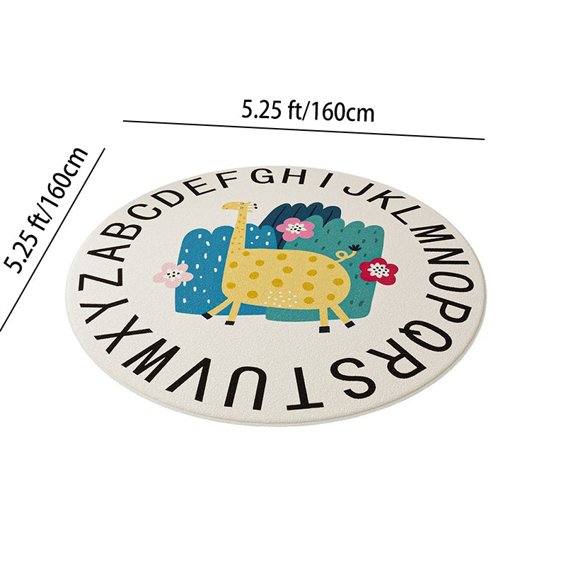 Tapis pour enfants contemporain rond créatif à pois en fausse cachemire, plastique et polyester antidérapant pour salon 
