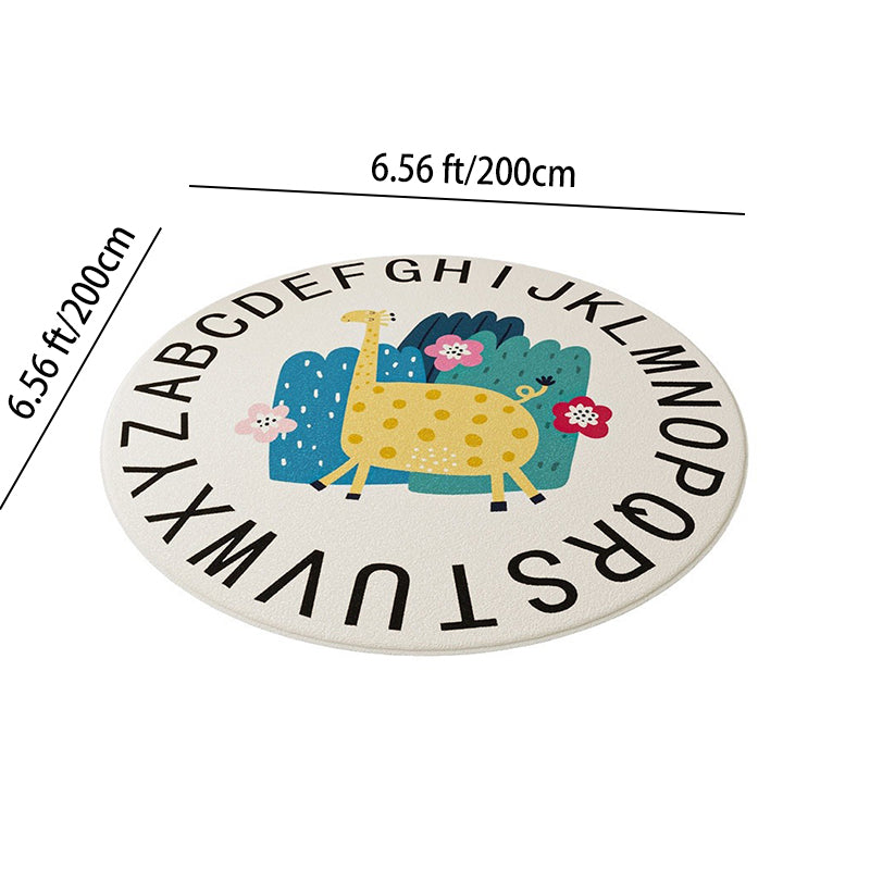 Tapis pour enfants contemporain rond créatif à pois en fausse cachemire, plastique et polyester antidérapant pour salon 