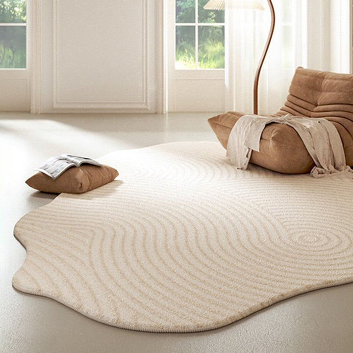 Tapis antidérapant en polyester ovale scandinave contemporain à pois en plastique pour salon 