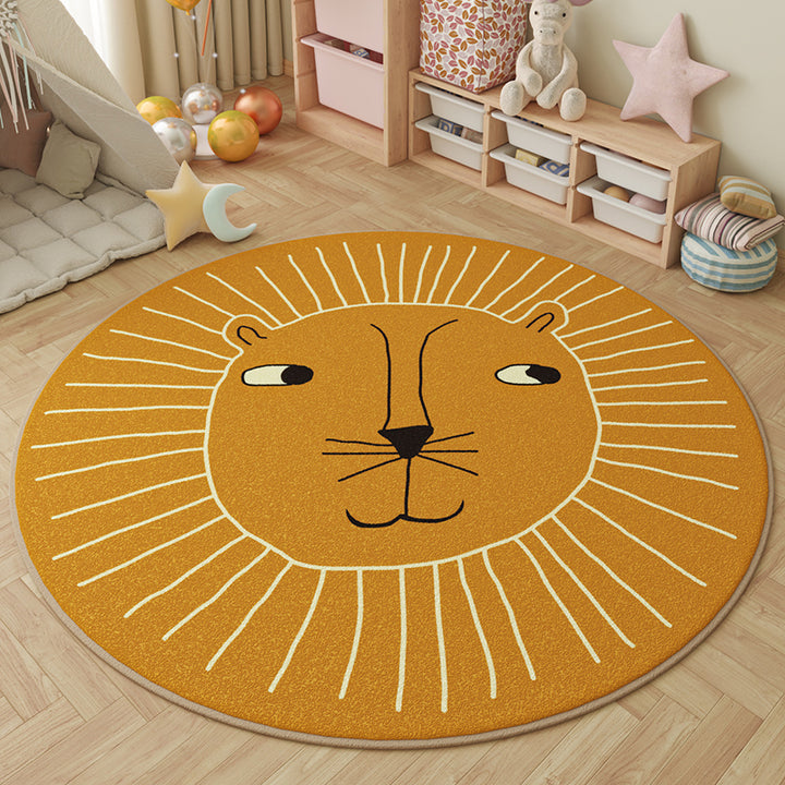 Tapis pour enfants contemporain rond créatif à pois en fausse cachemire, plastique et polyester antidérapant pour salon 
