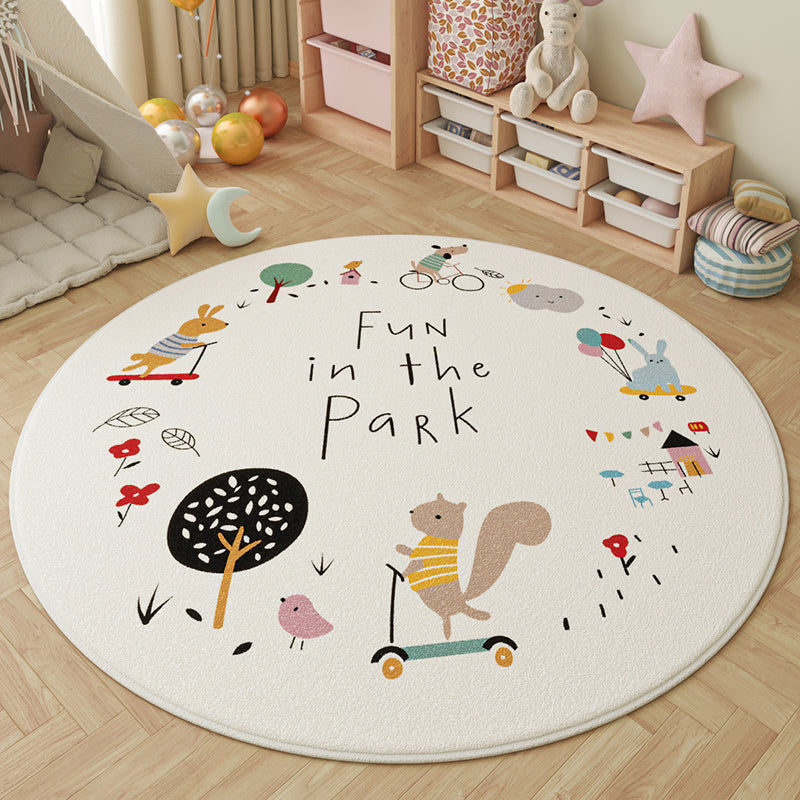 Tapis pour enfants contemporain rond créatif à pois en fausse cachemire, plastique et polyester antidérapant pour salon 