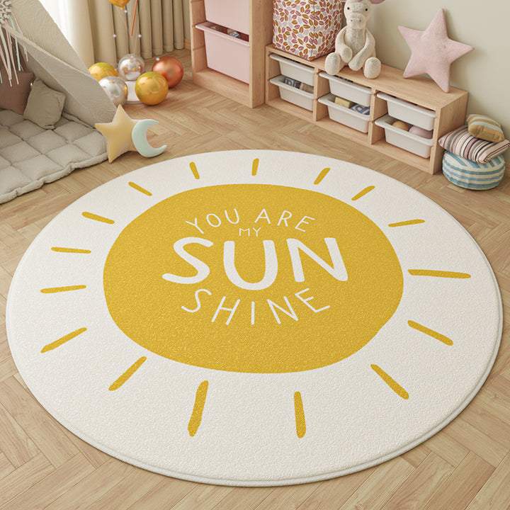 Tapis pour enfants contemporain rond créatif à pois en fausse cachemire, plastique et polyester antidérapant pour salon 