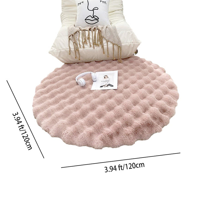 Contemporary Scandinavian Round Polyester Fiber Dotted Plastic Fabric High-Low Texture Non-Slip Rug For Living Room