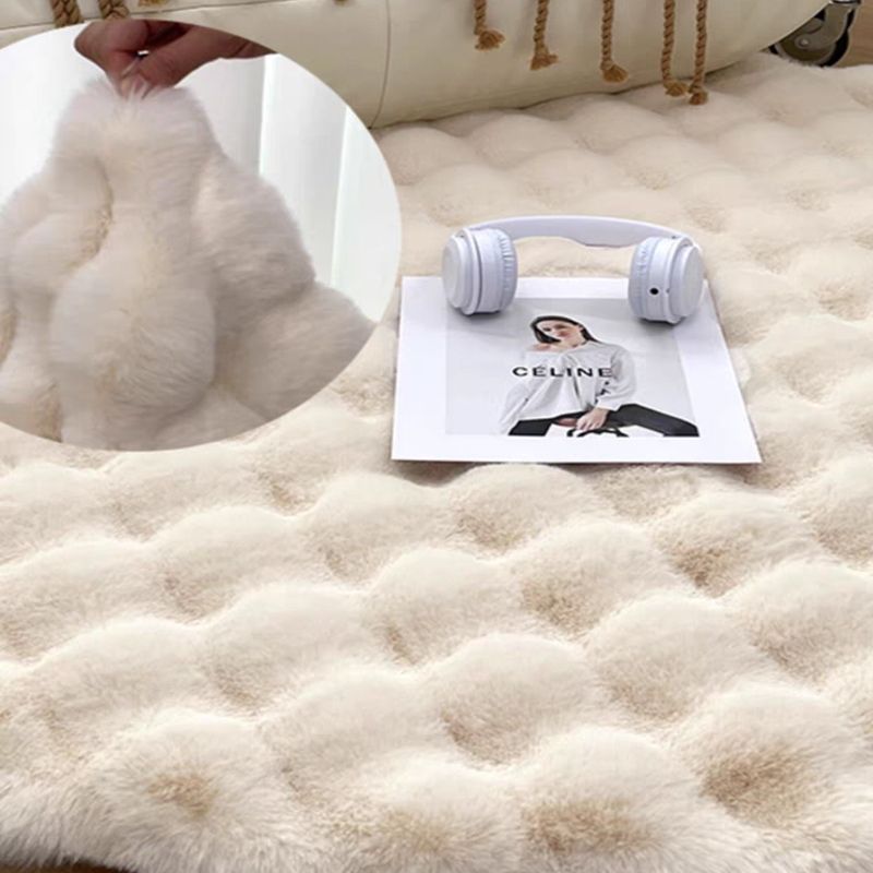 Contemporary Scandinavian Round Polyester Fiber Dotted Plastic Fabric High-Low Texture Non-Slip Rug For Living Room